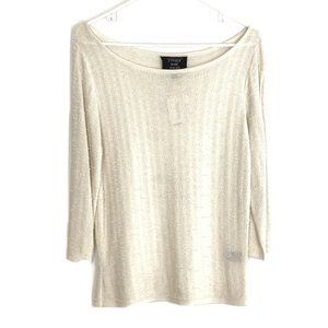 NWT Vintage Carmen Marc Valvo Collection Ivory Beaded Sweater Blouse Womens XL